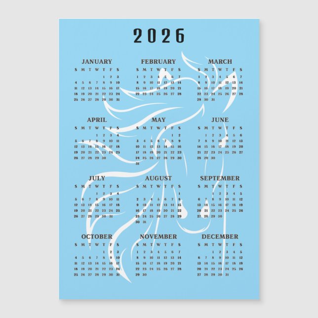 Vacker hästdesign 2026 Kalender Magnetkort (Framsida)