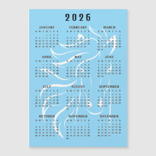 Vacker hästdesign 2026 Kalender Magnetkort
