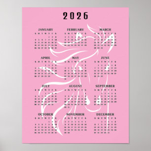 Vacker hästdesign 2026 Väggkalender Poster