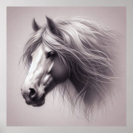 Vacker hästpencil teckning heminredningsdepå poster