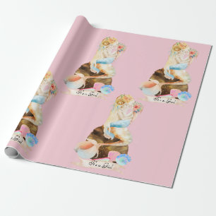 Vacker Havfrus Mammas Bebis Det är en Flicka Rosa Presentpapper