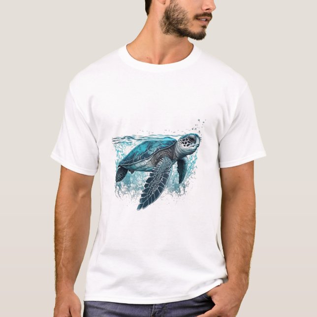 Vacker havssköldpadda i vattnet t shirt (Framsida)