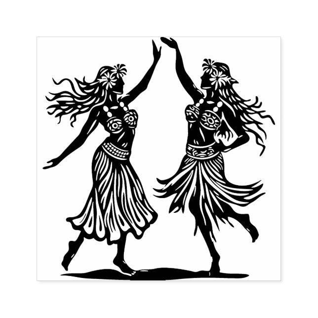 Vacker Hawaiian Hula Dancer Rubber Frimärke Stämpel (Tryck)