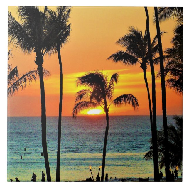 Vacker Hawaiian Sunset Kakelplatta (Framsidan)