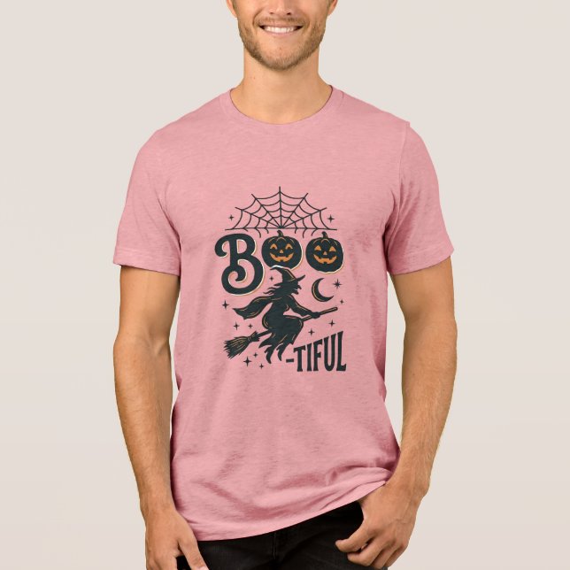 Vacker häxa Halloween Vintage gravyr design T Shirt (Framsida)