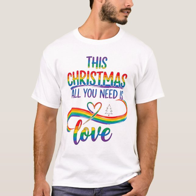 Vacker HBTQ kärlek jul T Shirt (Framsida)