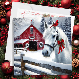 Vacker Helgdag Horse med kardinal Personlig Julkort