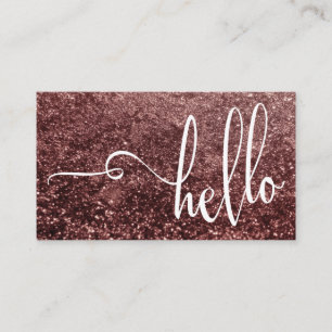 Vacker Hello-typografi över gnistrande roséguld Visitkort