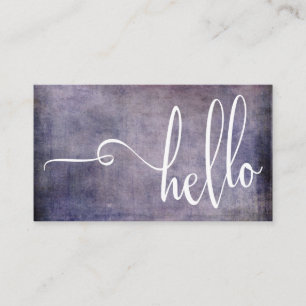Vacker Hello-typografi över mörklila Grunge Visitkort