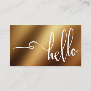 Vacker Hello-typografi över slät guldfolie Visitkort