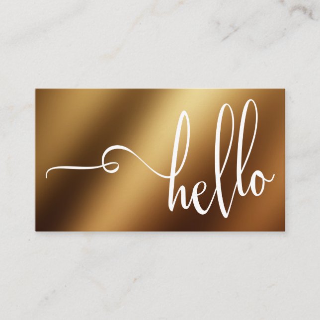 Vacker Hello-typografi över slät guldfolie Visitkort (Framsida)