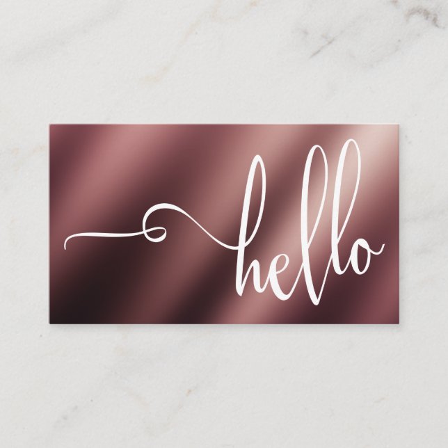 Vacker Hello-typografi över slät rosa guld Visitkort (Framsida)