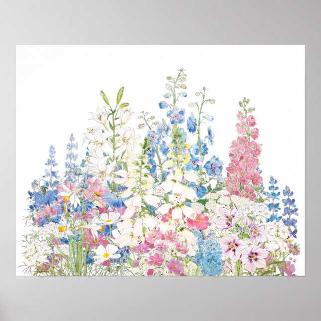 vacker hemlig trädgård bläck och vattenfärg poster (Framsidan)