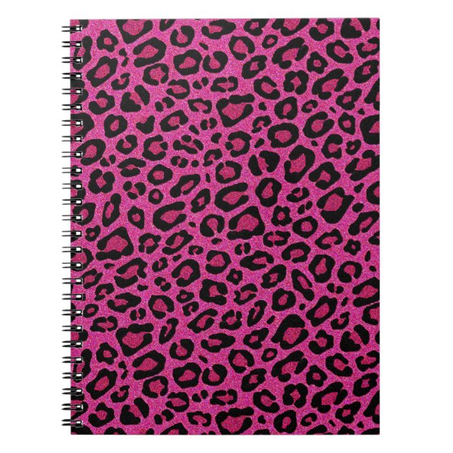 Vacker het rosa leopardskinn glitter glans anteckningsbok (Framsidan)