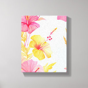 Vacker Hibiskus   Tropisk Blomma Akvarell Canvastryck