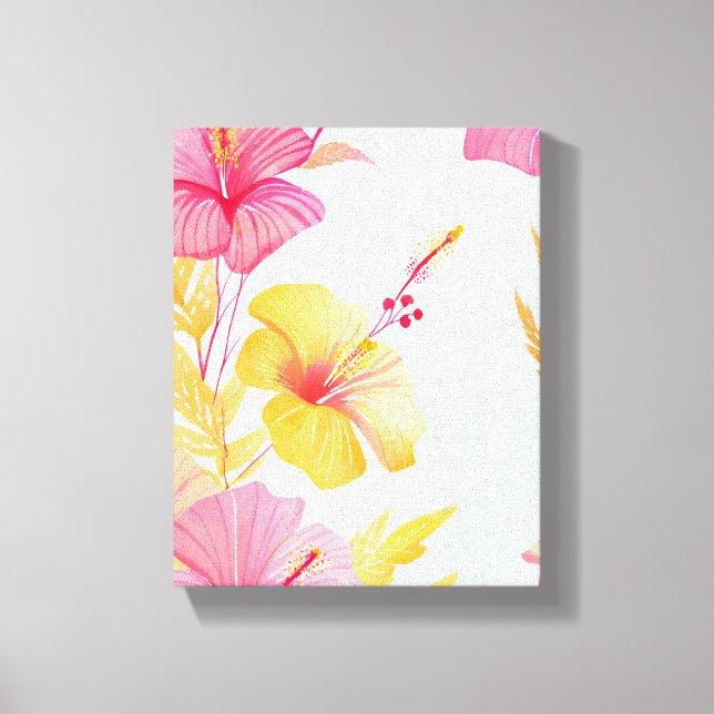 Vacker Hibiskus | Tropisk Blomma Akvarell Canvastryck (Framsida)