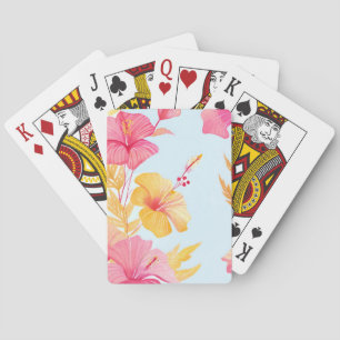 Vacker Hibiskus Tropisk Blomma Akvarell Casinokort