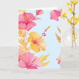Vacker Hibiskus | Tropisk Blomma Akvarell Kort