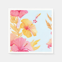 Vacker Hibiskus | Tropisk Blomma Akvarell Pappersservett