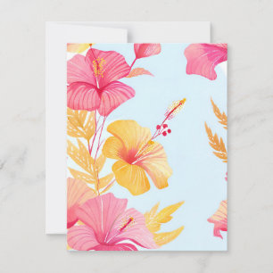 Vacker Hibiskus Tropisk Blomma Akvarell Tack Kort