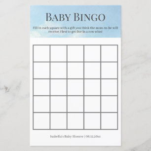 Vacker himmel och moln Baby Shower Bingo-spel