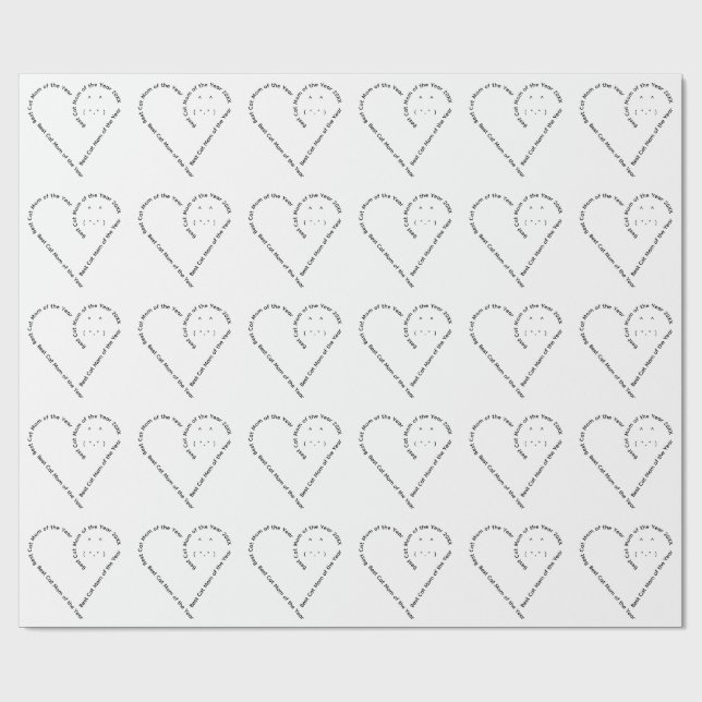 Vacker hjärtformad text kattmamma  presentpapper (Platt)