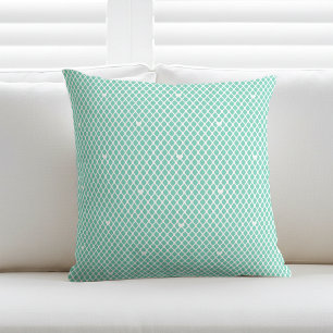 Vacker hjärtgitter mesh mint modern kudde