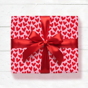 Vacker hjärtmönster rosa röd Alla hjärtans dag Presentpapper