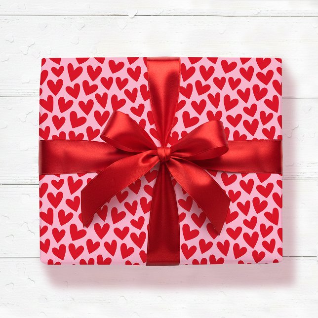 Vacker hjärtmönster rosa röd Alla hjärtans dag Presentpapper (Skapare uppladdad)