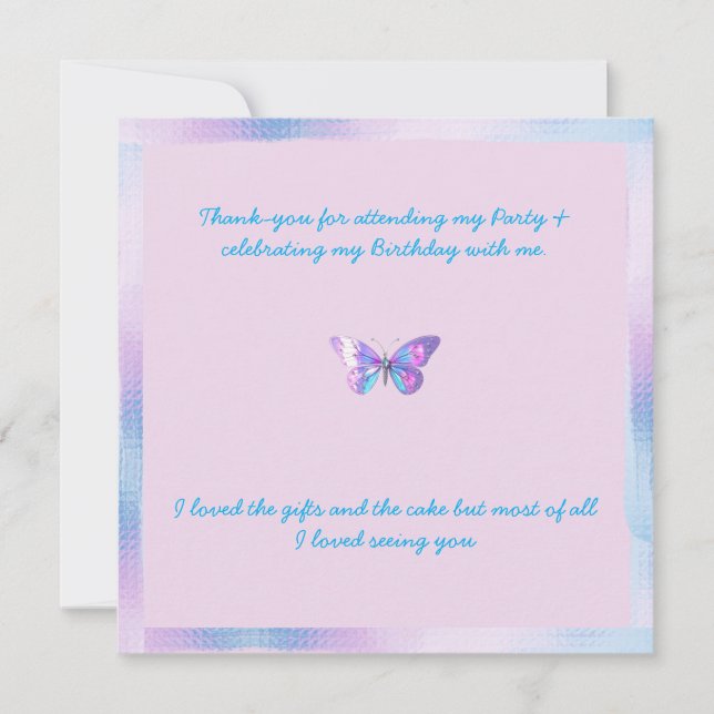 Vacker holografisk fjäril platt tackkort tack kort (Framsida)