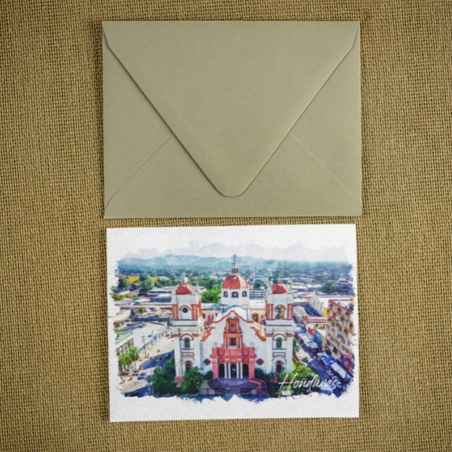 Vacker Honduras Panorama-vy Vykort (tunisia watercolor travel postcard)