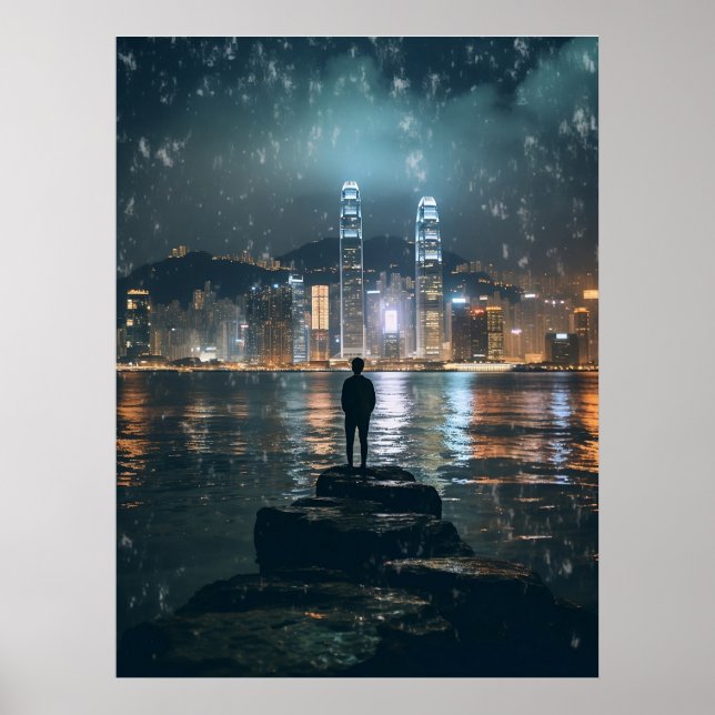 Vacker Horizon Hong Kong, Nattstaden Poster (Framsidan)