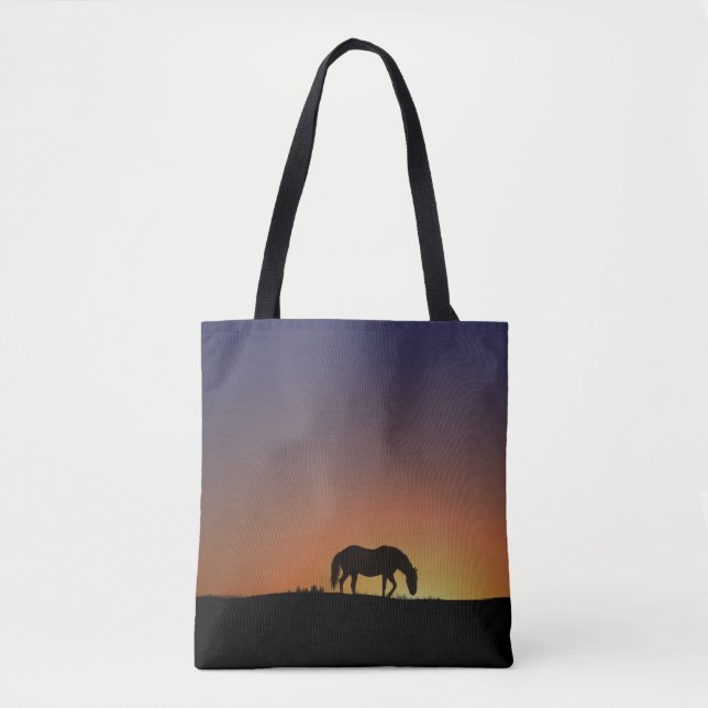 Vacker Horse and Sunrise Tote Bag Tygkasse (Framsida)