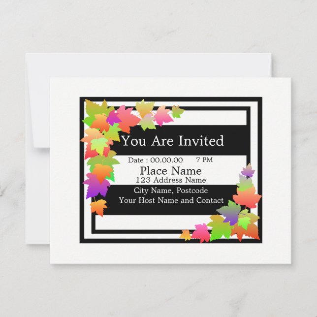 Vacker höstblad inbjudningskort. inbjudningar (Framsida)