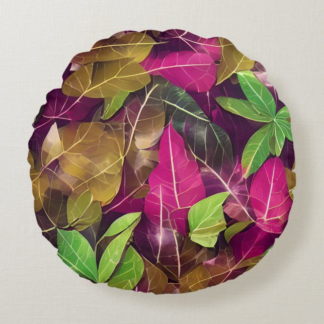 Vacker hösten Höst löv Mönster Rund Kudde (Framsidan)