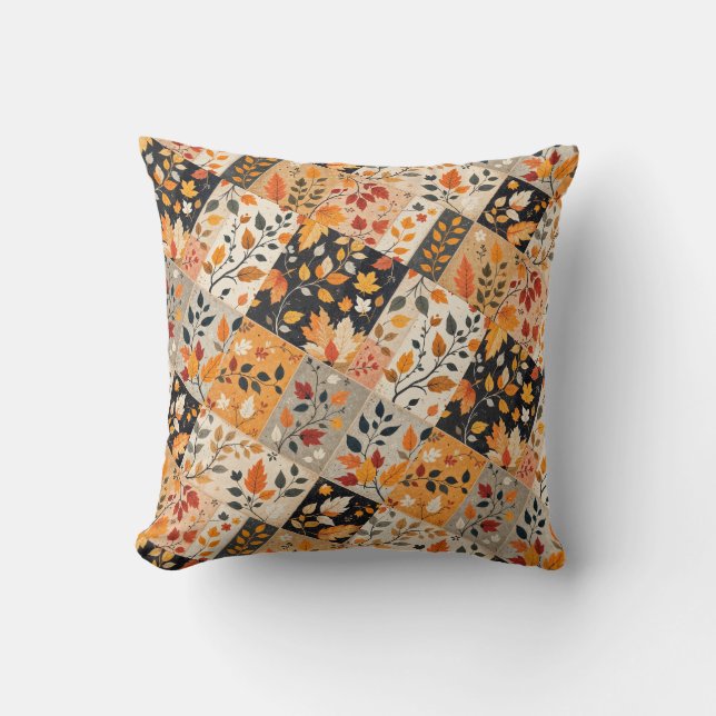 Vacker höstskörd patchwork kudde (Framsida)