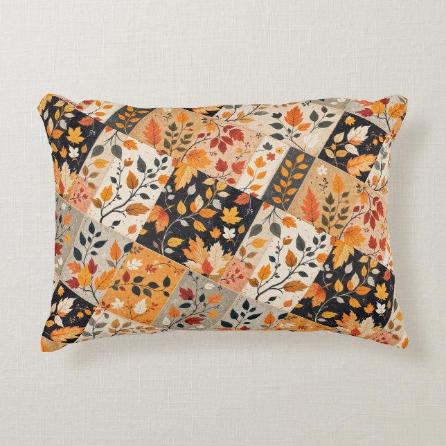 Vacker höstskörd patchwork  prydnadskudde (Framsidan)