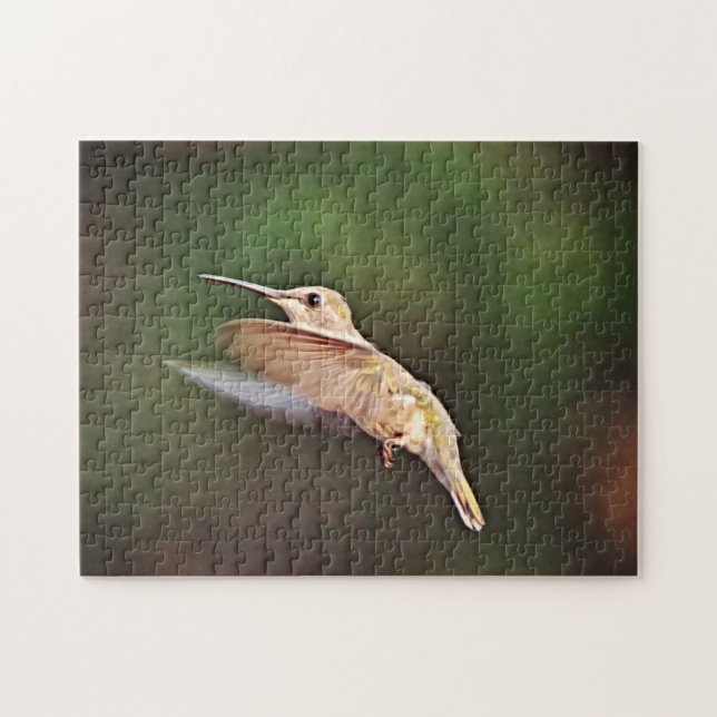 Vacker Hummingbird Bird in Flight Puzzle Pussel (Horisontell)