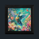Vacker Hummingbird omgiven av Flowers Minnesask<br><div class="desc">Om du hummingbird från kärlek,  då kommer du att uppskatta skönheten hos en fantastisk hummingbird omgiven av färgstarka tropiska blommor.</div>