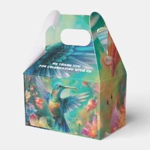 Vacker Hummingbird omgiven av Flowers Presentaskar