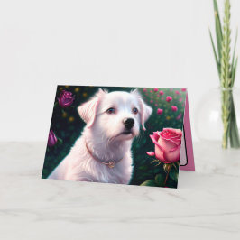 Vacker hund och ros kollektion kort
