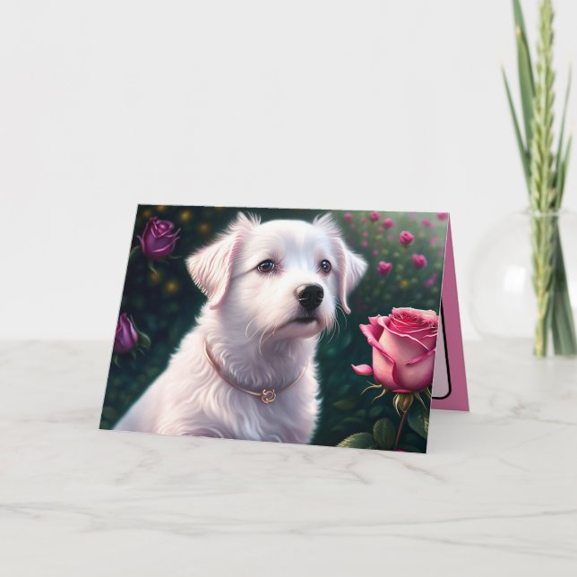 Vacker hund och ros kollektion kort (Framsida)