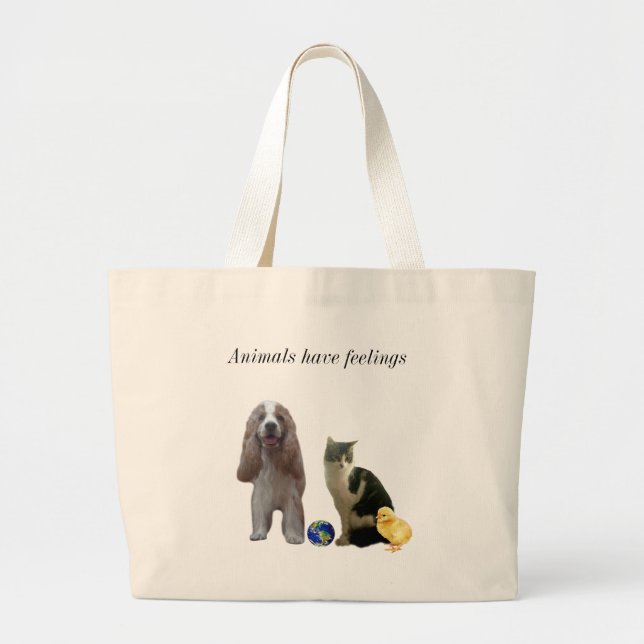 Vacker hund, randig katt och kyckling jumbo tygkasse (Framsidan)