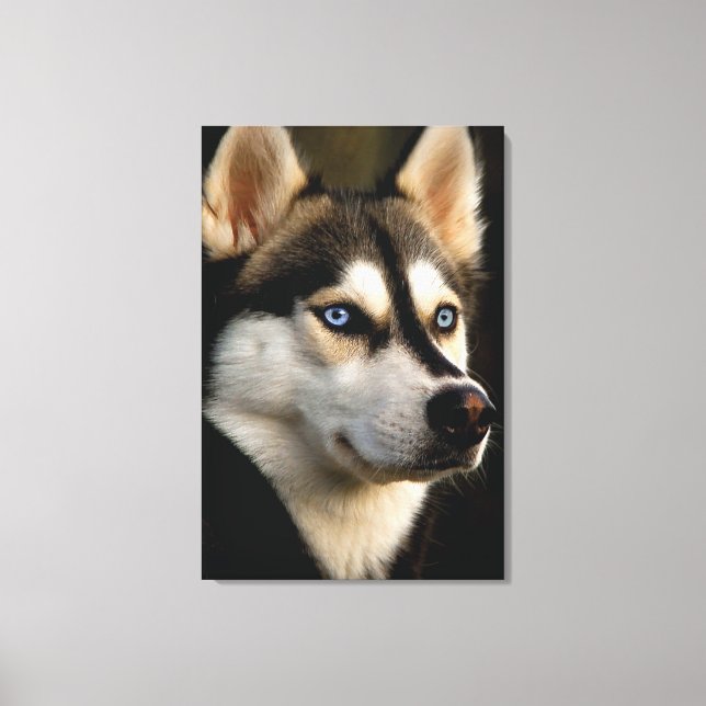 Vacker Husky Kastsydd Kudde Canvastryck (Framsida)
