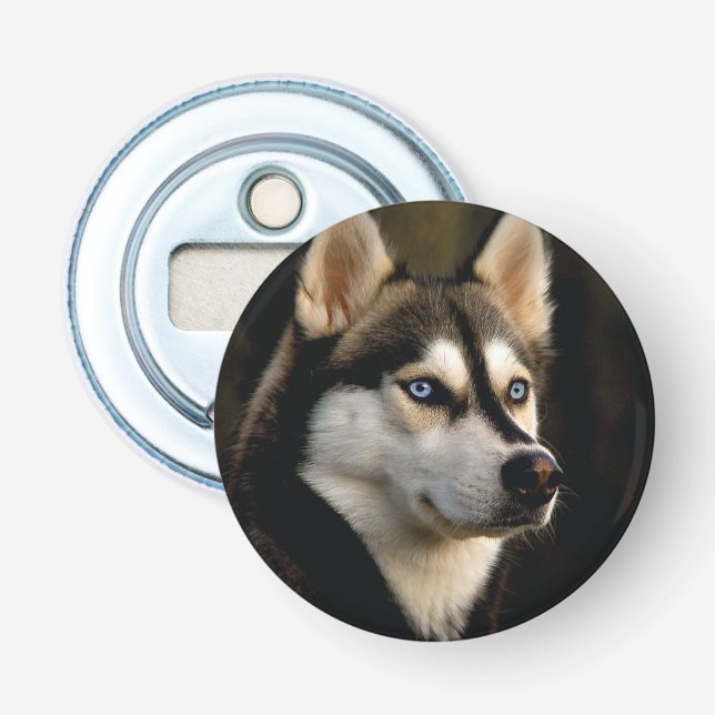 Vacker Husky Kastsydd Kudde Flasköppnare (Framsidan)