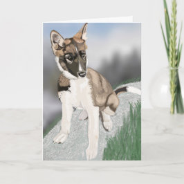 Vacker Husky Valp Blank Hälsning Kort