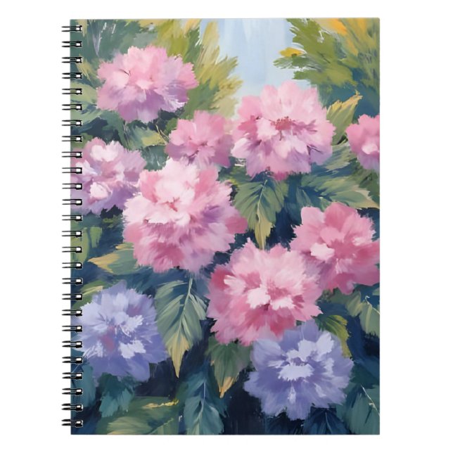 Vacker Hydrangea Blommar | Blommig Akvarell Anteckningsbok (Framsidan)