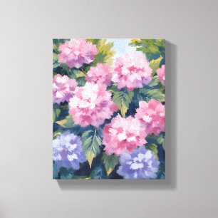 Vacker Hydrangea Blommar Blommig Akvarell Canvastryck
