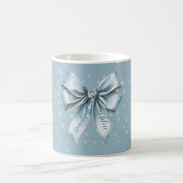 Vacker i blåa slinga med falska diamanter kaffemugg (Center)
