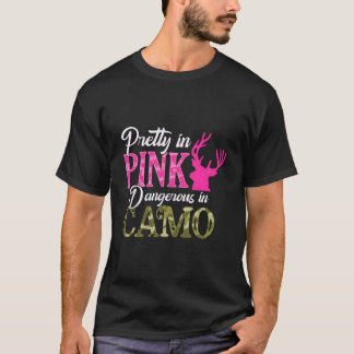 Vacker i K Farlig i Kamouflage Jägare T Shirt